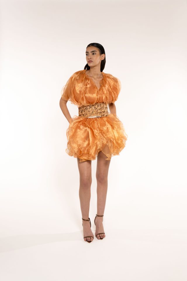 Big Waves Gold Gilet With Embroidery Belt