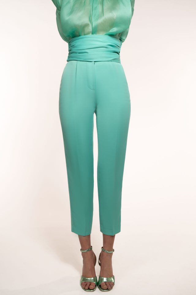 Narrow Ankle Trousers With Removable Draped Belt