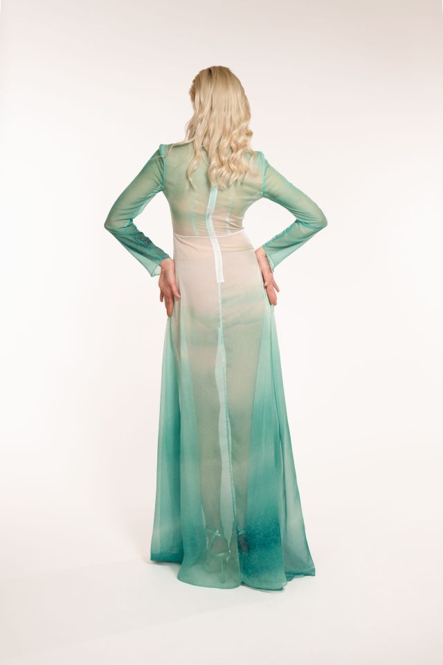 Long Watercolor Painted Dress