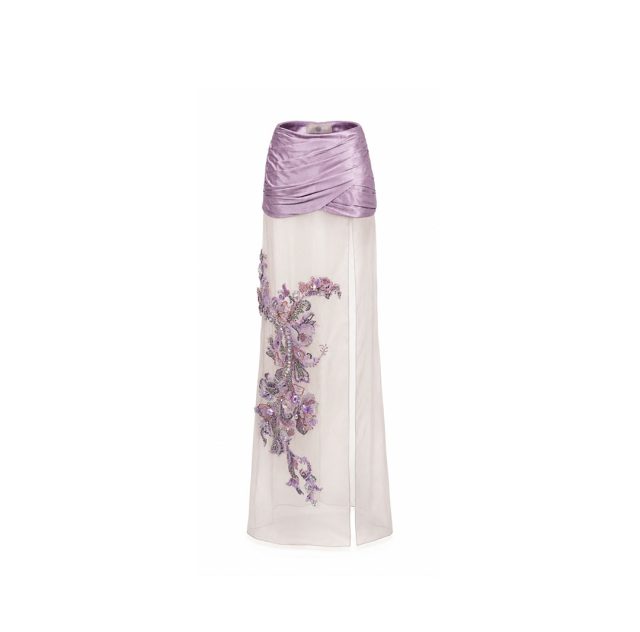 Embroidery Skirt with Front Slit
