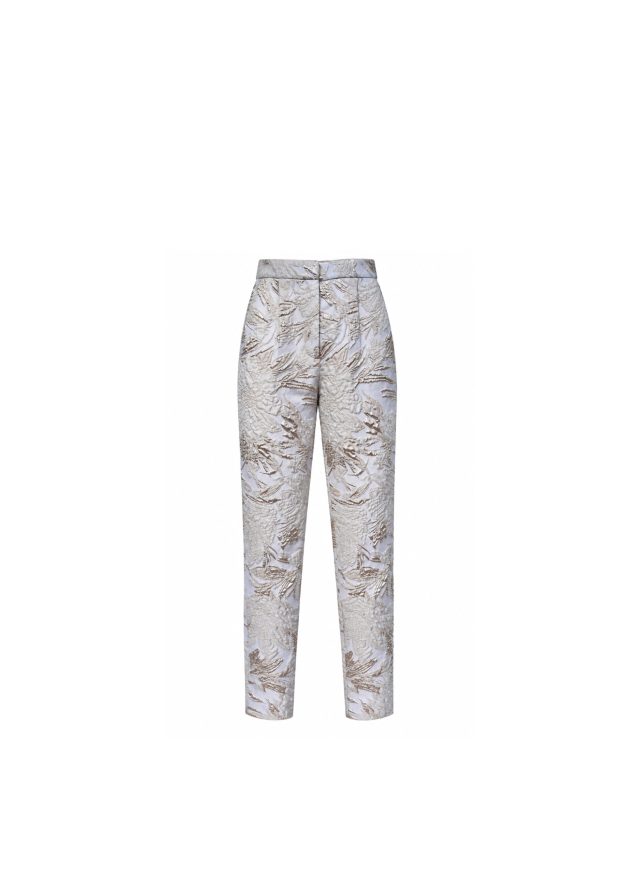 Pants with Draped Belt in Satin Cadi